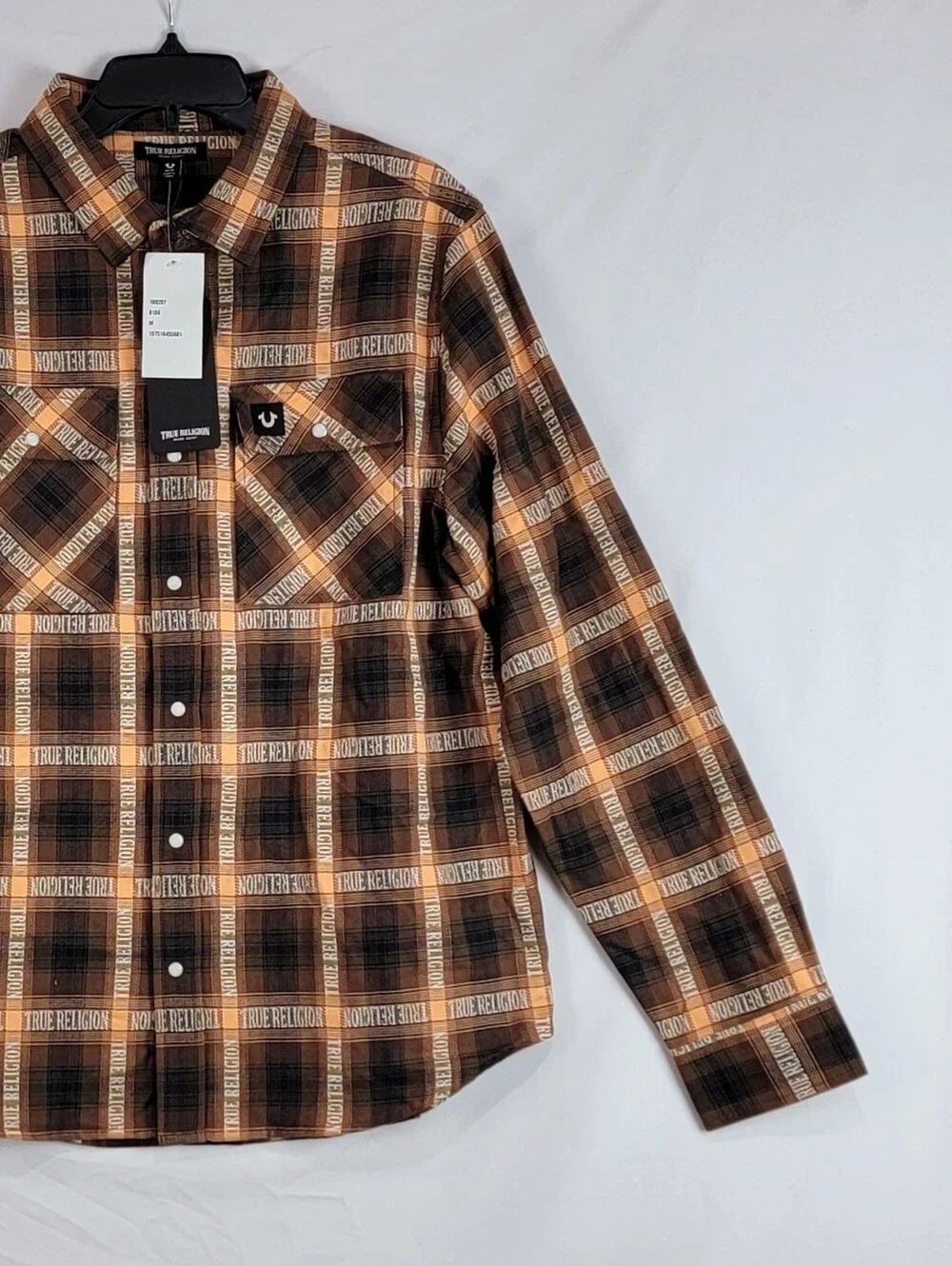 $89 True Religion Mens Jacquard Workwear plaid Shirt